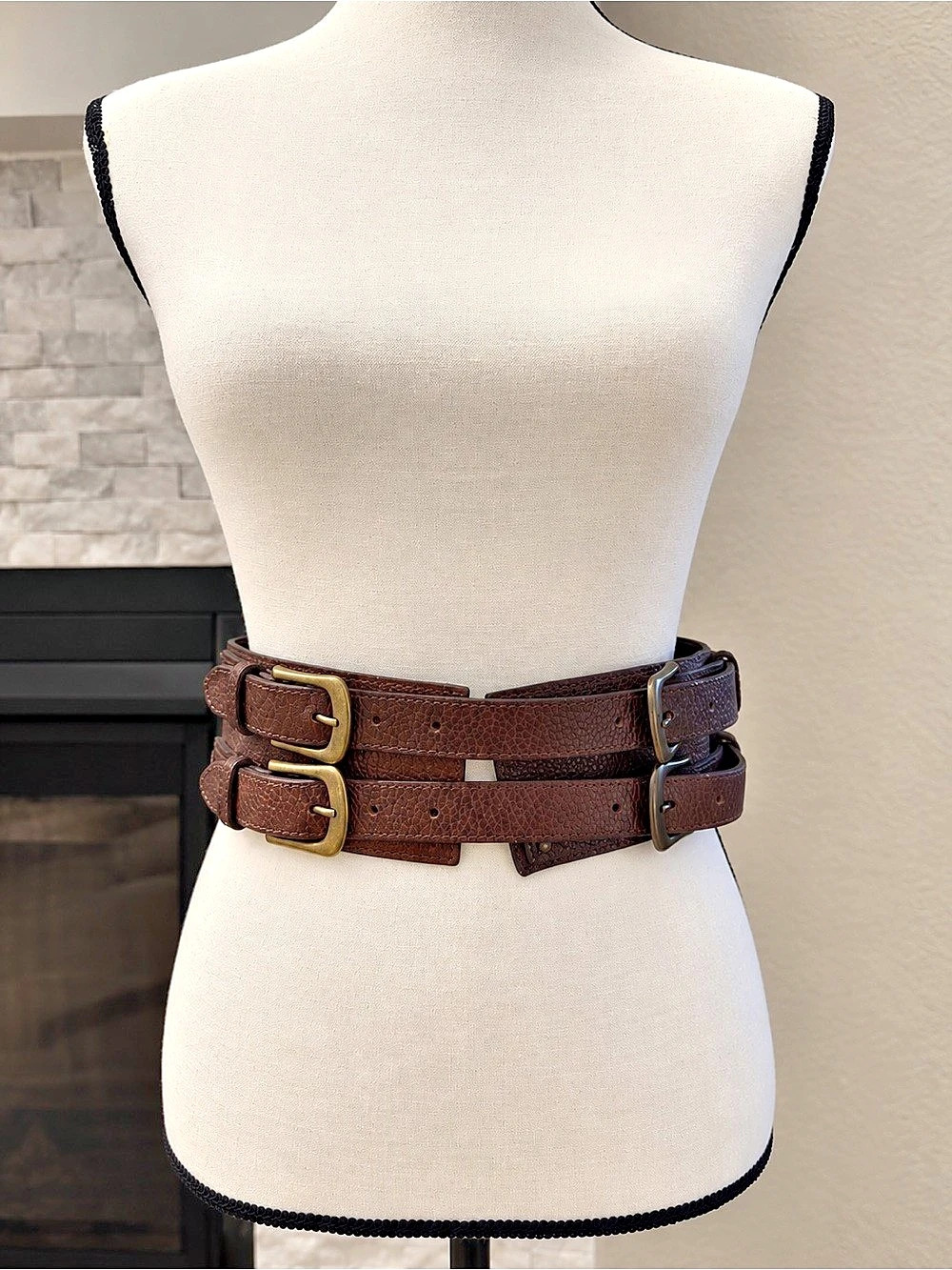 Cabi Wide Leather Belt in Brown Preowned vintage